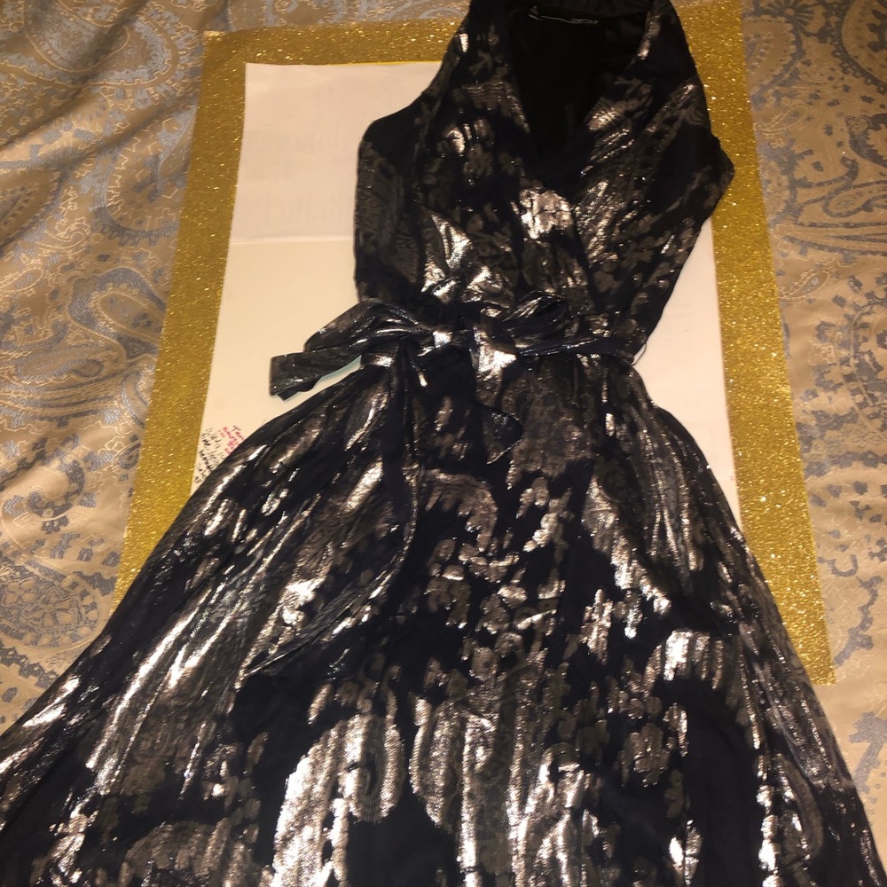 Beautiful silver and navy blue ball gown